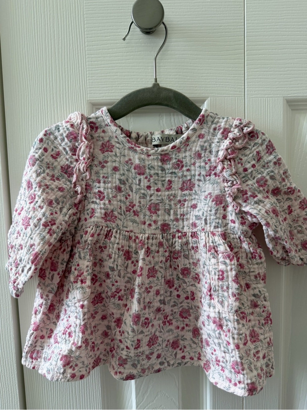 Baybala Baby Girl Pink Floral Ruffle-Trim Blouse & Bloomers